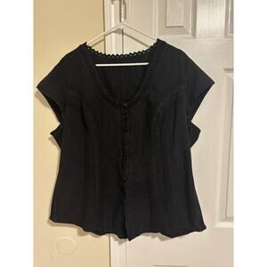 Soft surroundings black Taos embroidered top sz 2X